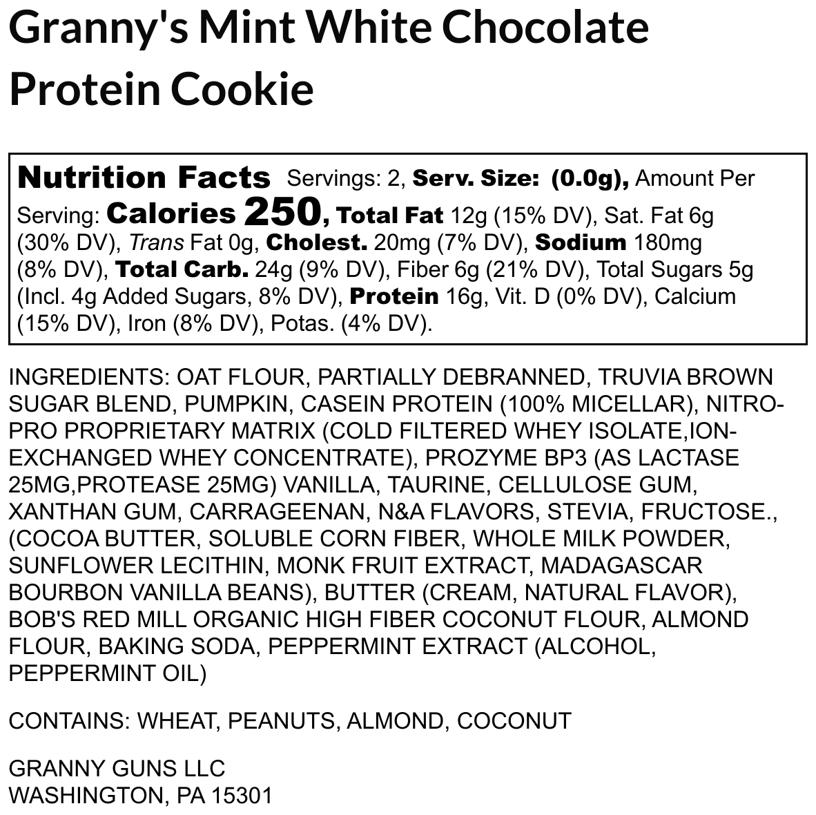 Granny's Mint White Chocolate Protein Cookie